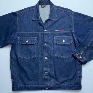 Iceberg Jeans Blue Denim Jacket Mens Size XXL Embroidered Bugs Bunny Trucker Vtg